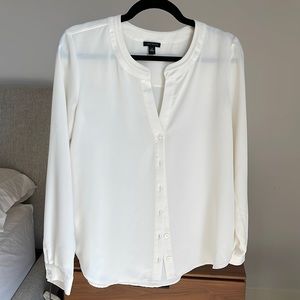 Ann Taylor Cream Button Down Blouse - S